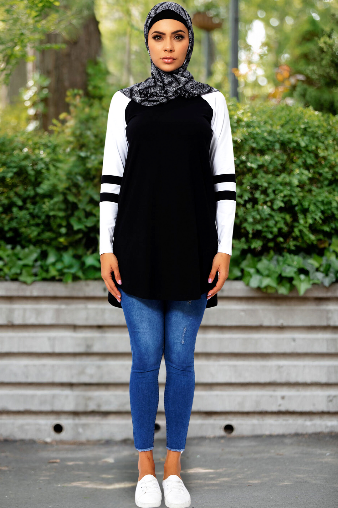 Black Basic Long Sleeve Cotton Tunic - Clearance