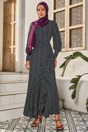 Black Floral Cuff Wrap Maxi Dress