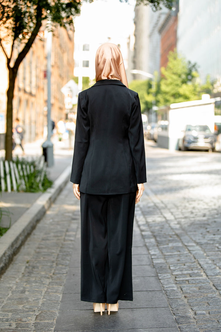 Black Jacket and Pants Suit Set