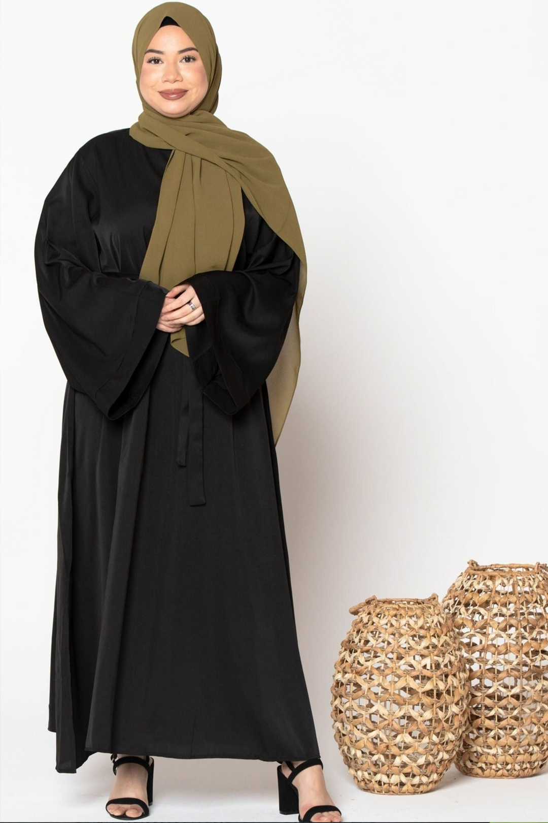 black maxi dress with kimono Silk Maxi Kimono