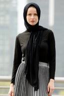 Black Modal Fringe Edge Hijab