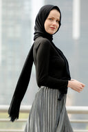 Black Modal Fringe Edge Hijab