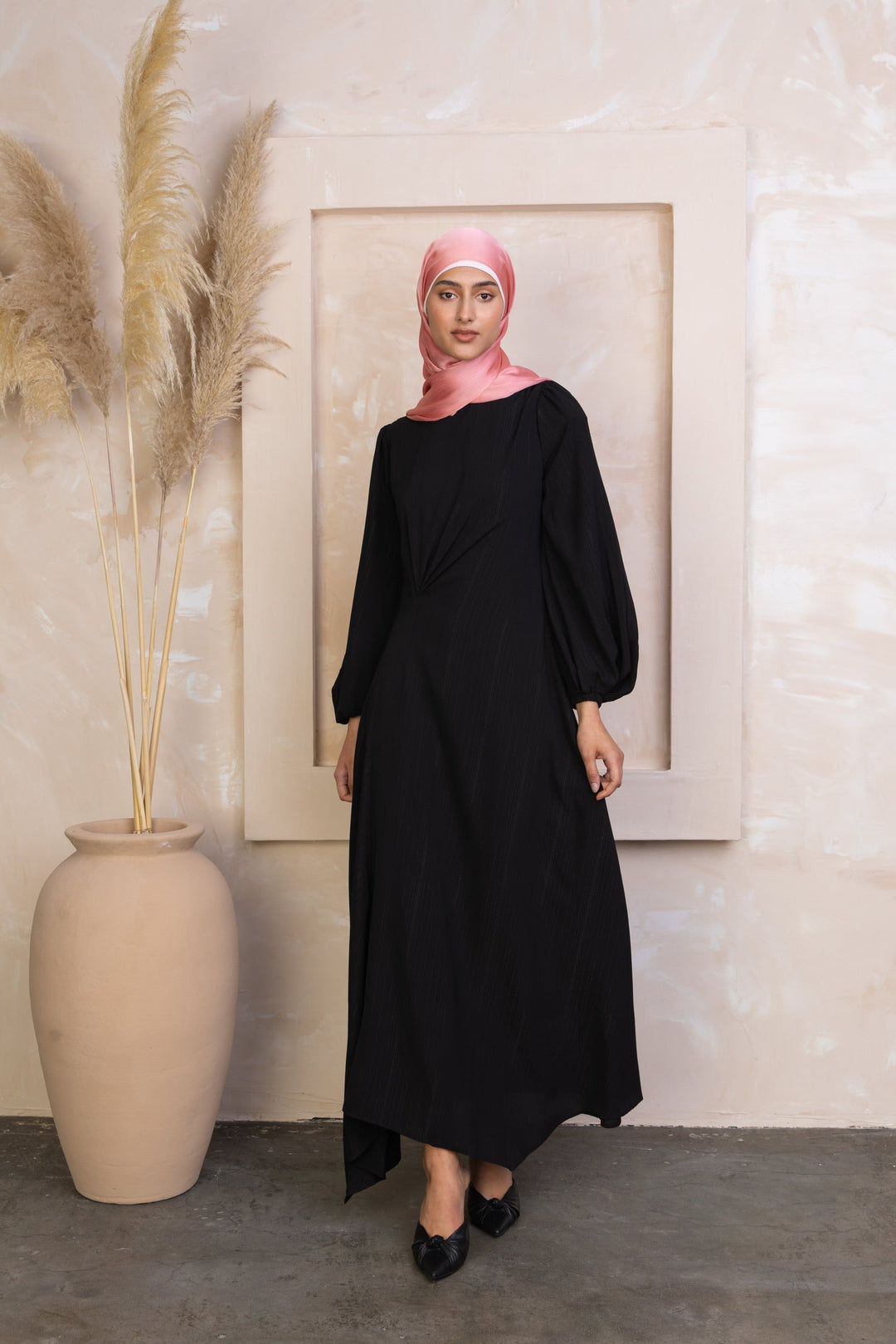 Black Of Night Metallic Pinstripe Long Sleeve Maxi Dress-CLEARANCE