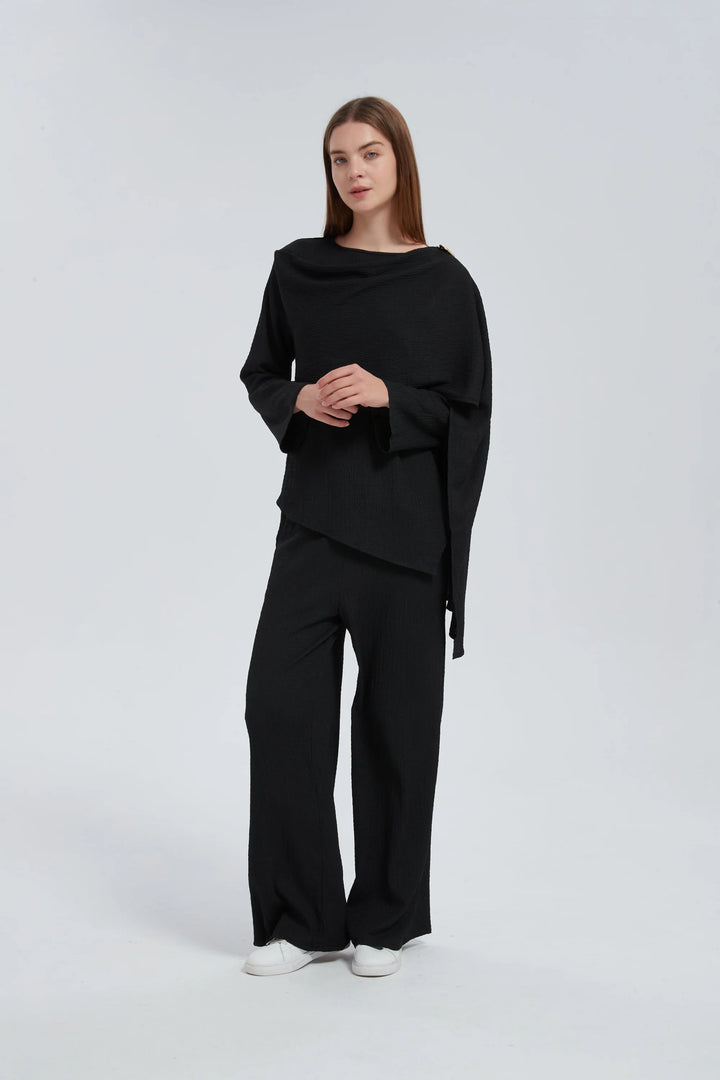 Side Draped Pants Set
