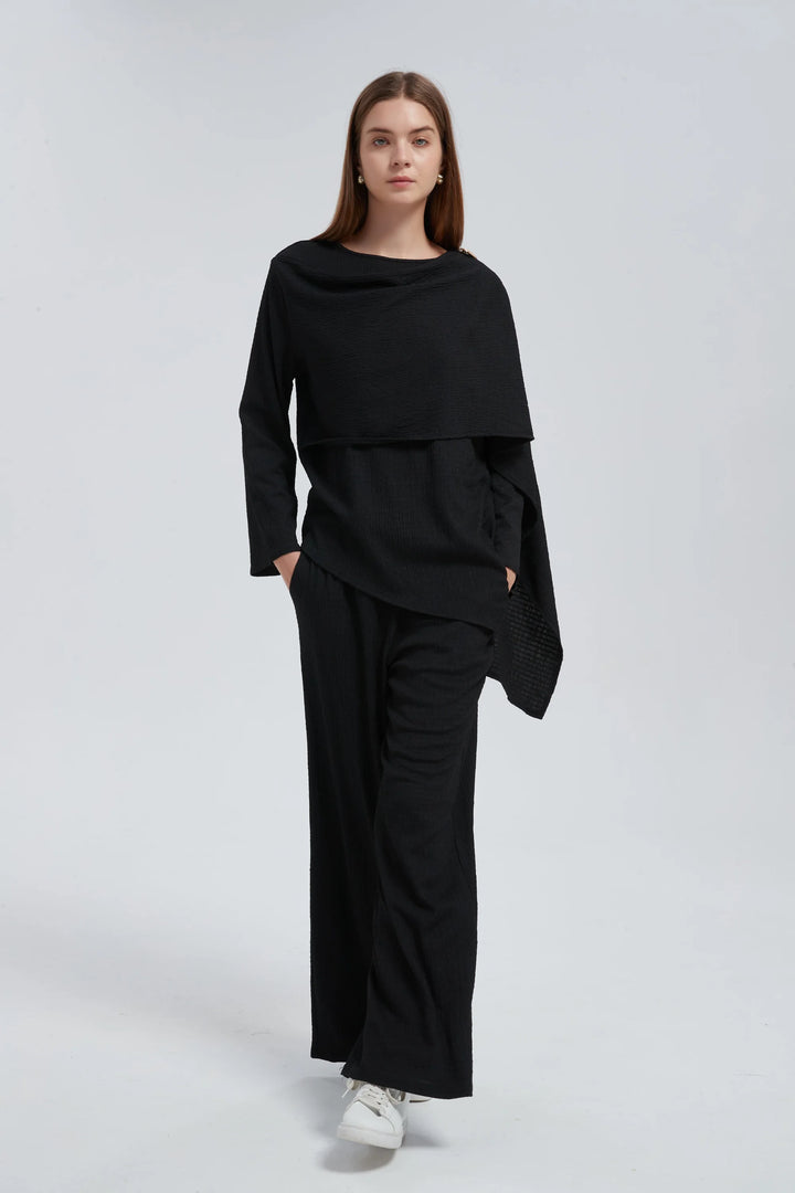 Side Draped Pants Set