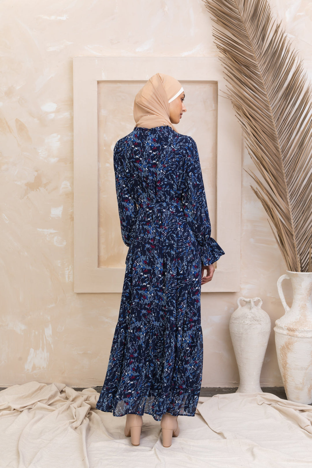 Blue Bell Sleeves Floral Maxi Dress - Urban Modesty