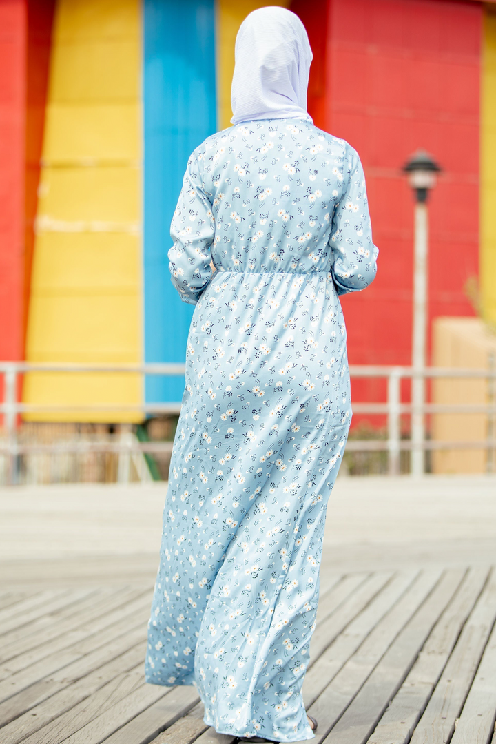 Blue Daisy Floral Satin Maxi Cardigan-CLEARANCE