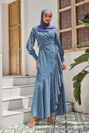 Blue Floral Print Wrap Maxi Dress