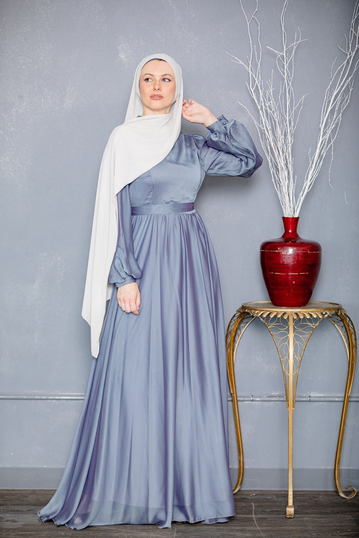 Blue Inaya Satin Gown-CLEARANCE