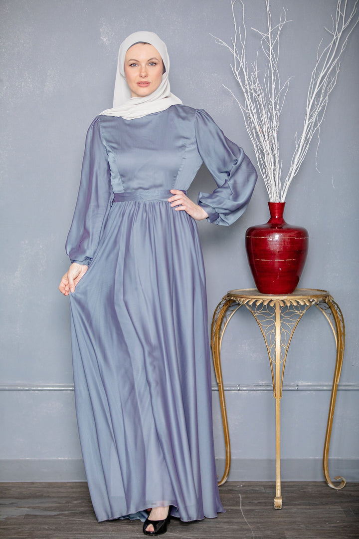 Blue Inaya Satin Gown-CLEARANCE