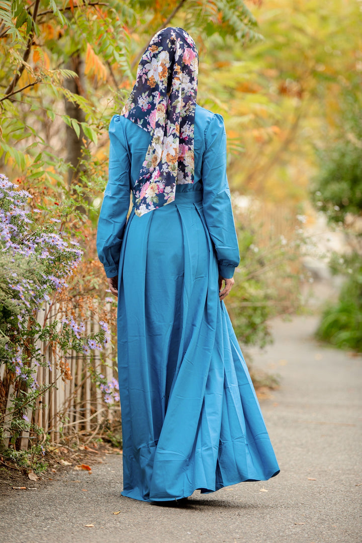 Blue Lattice Abaya Maxi Dress - Urban Modesty