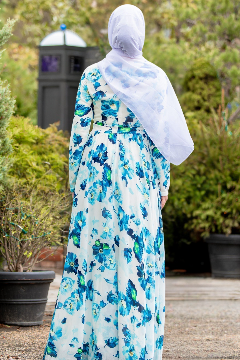 Blue Me Away Chiffon Maxi Dress With Sleeves