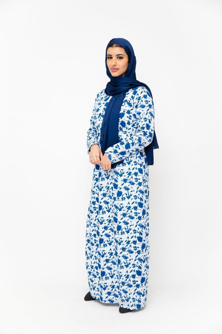 Blue Meadows Floral Long Sleeve Maxi Dress-CLEARANCE