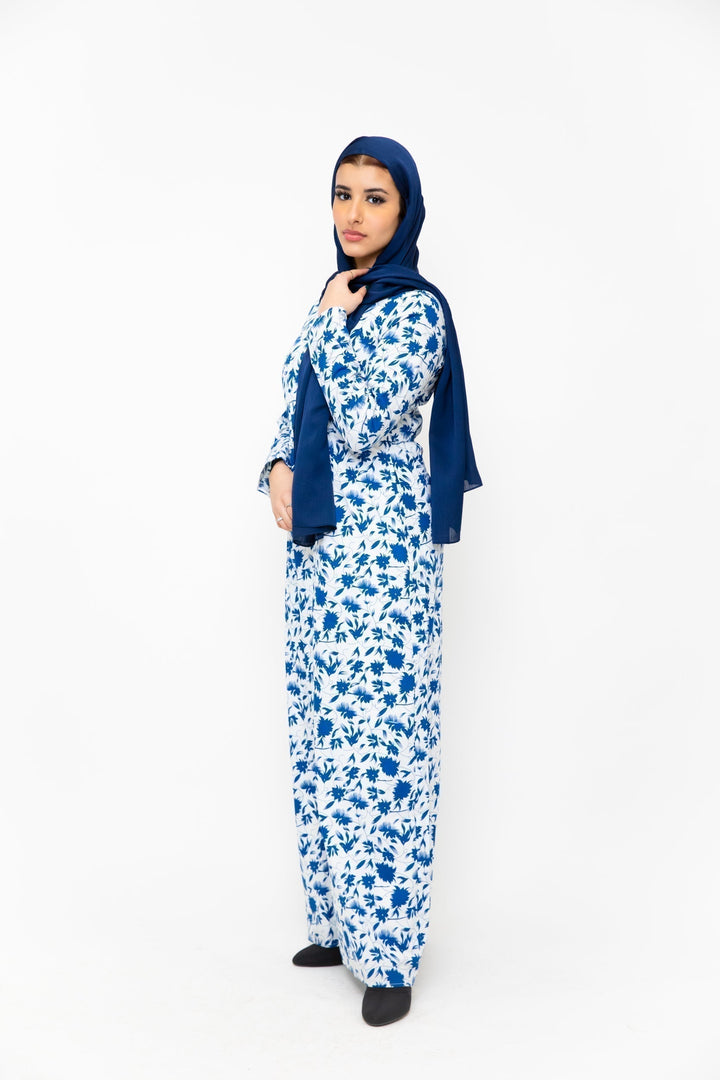 Blue Meadows Floral Long Sleeve Maxi Dress-CLEARANCE