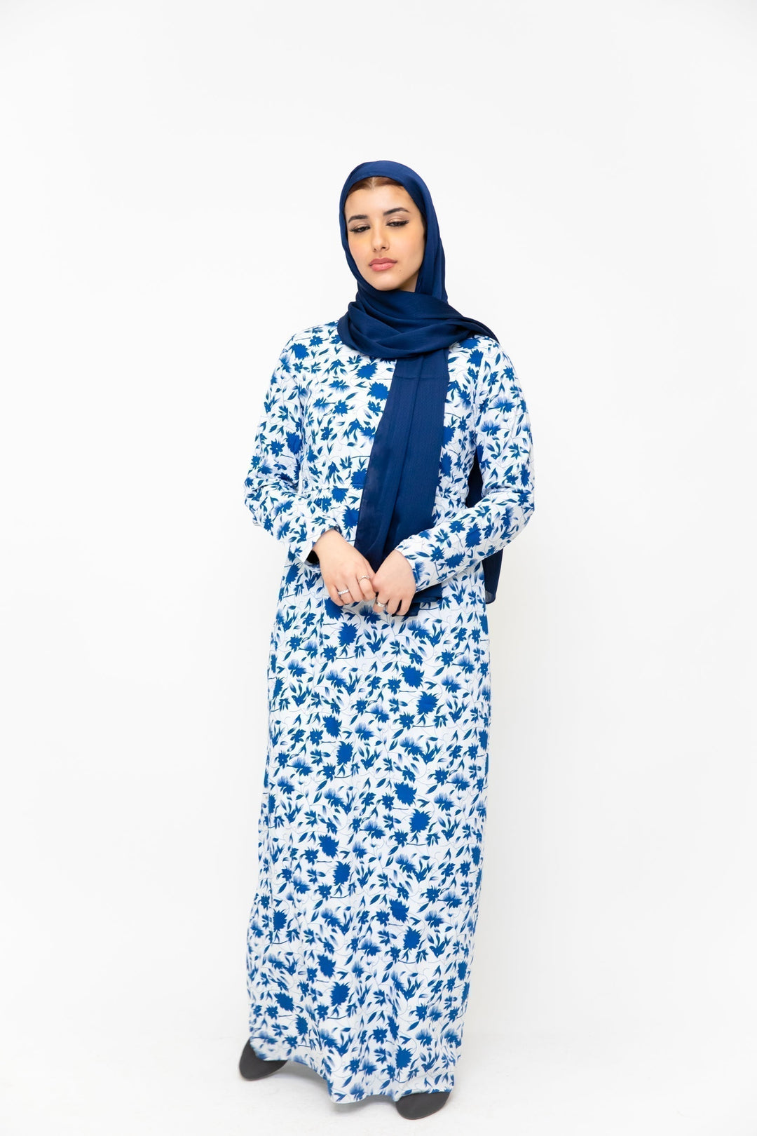 Blue Meadows Floral Long Sleeve Maxi Dress-CLEARANCE