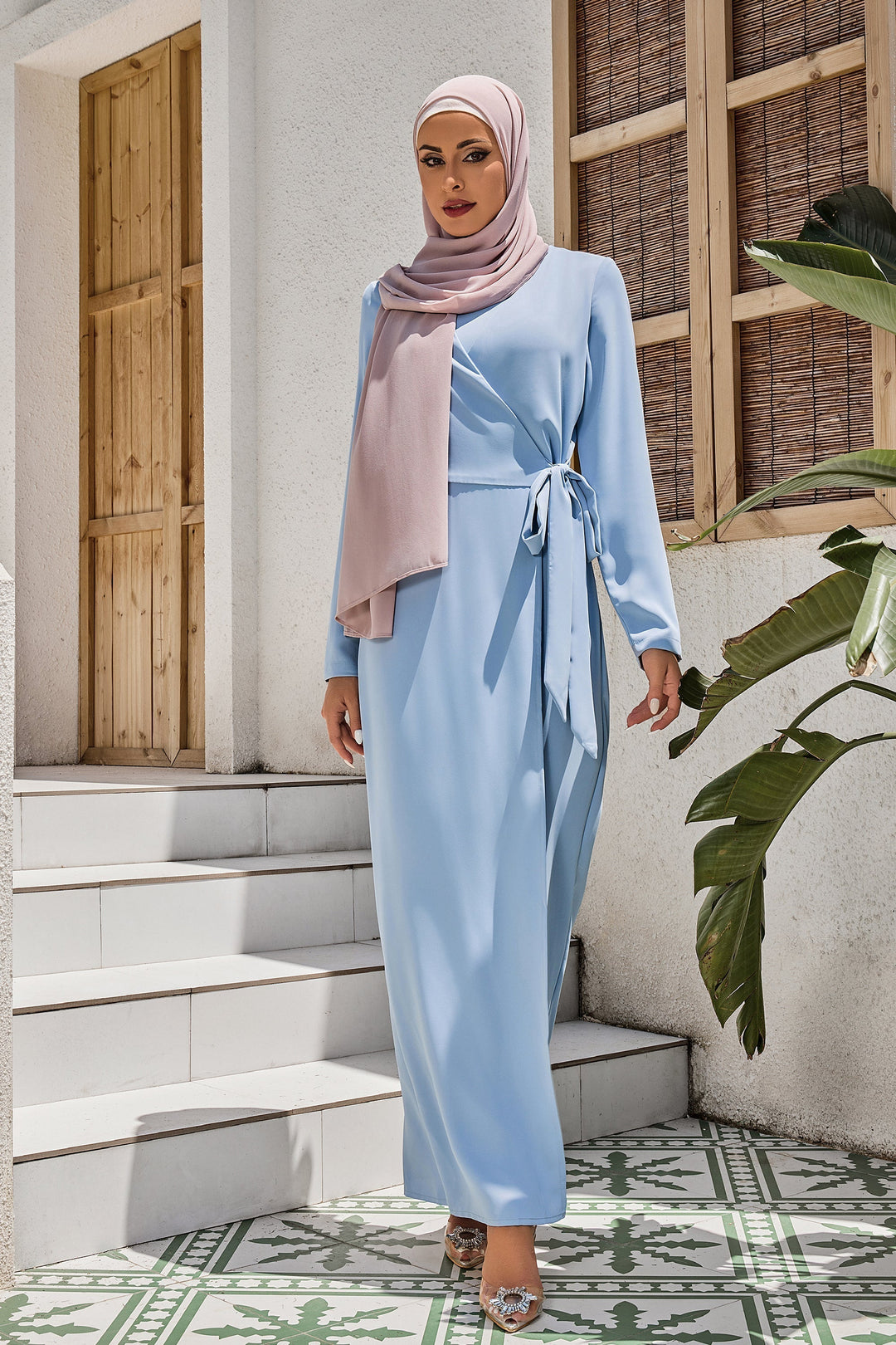 Blue Side Knot Jumpsuit - Urban Modesty