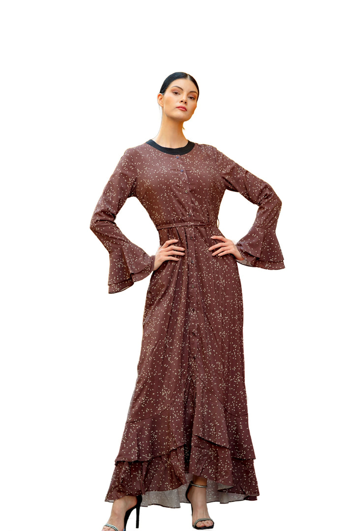 Brown Daisy Button Down Maxi Dress-CLEARANCE