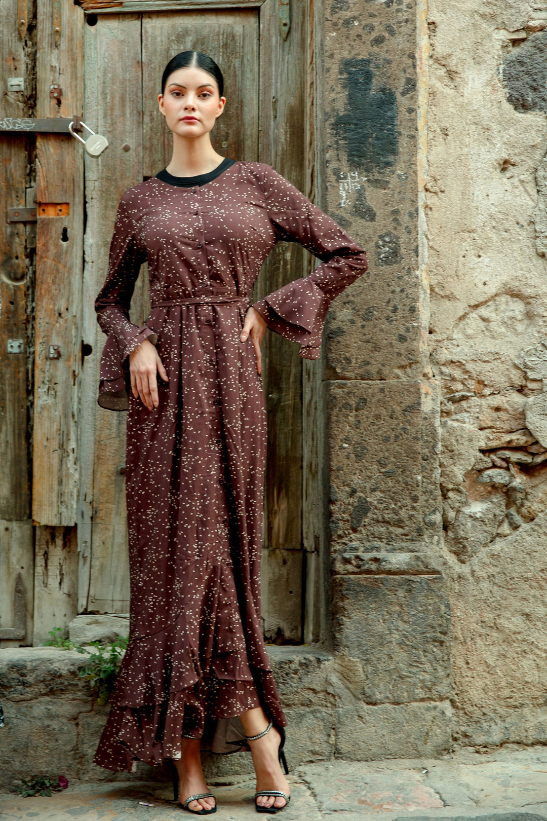 Brown Daisy Button Down Maxi Dress-CLEARANCE