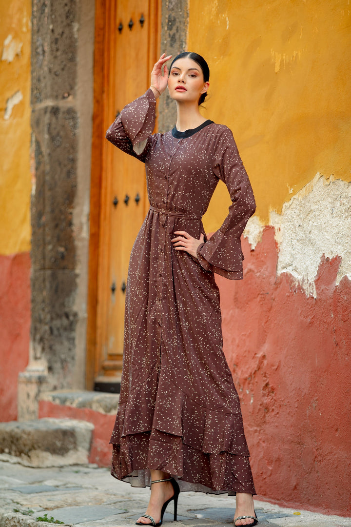 Brown Daisy Button Down Maxi Dress-CLEARANCE