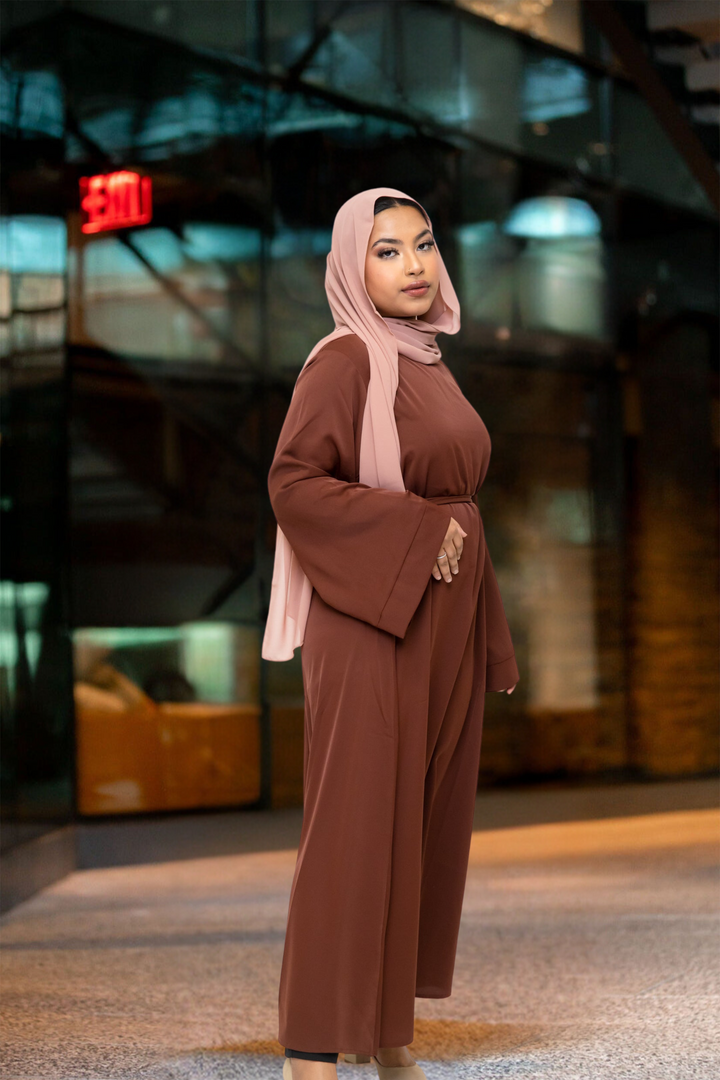 Brown Kimono Sleeve Abaya Maxi Dress