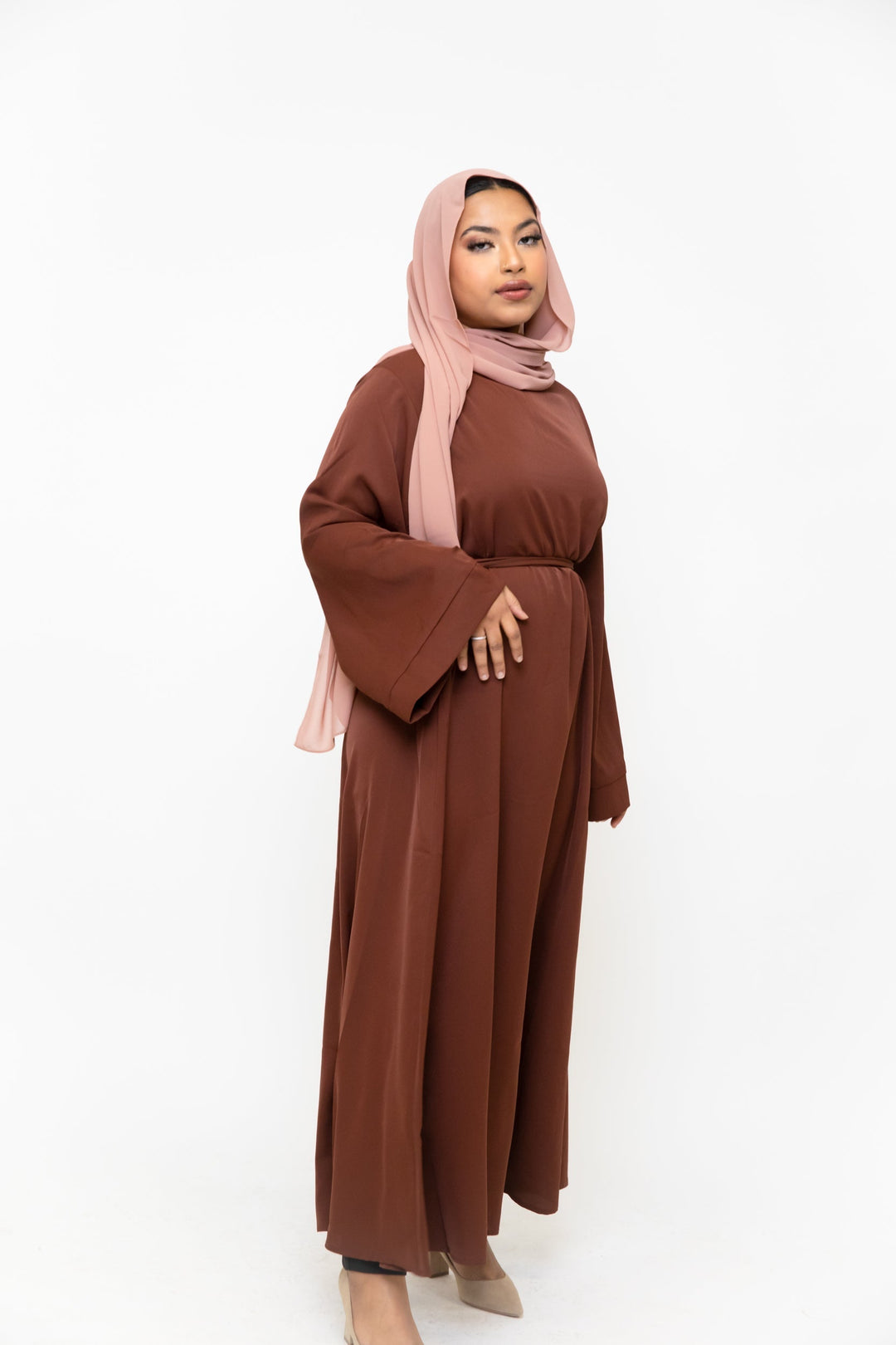 Brown Kimono Sleeve Abaya Maxi Dress