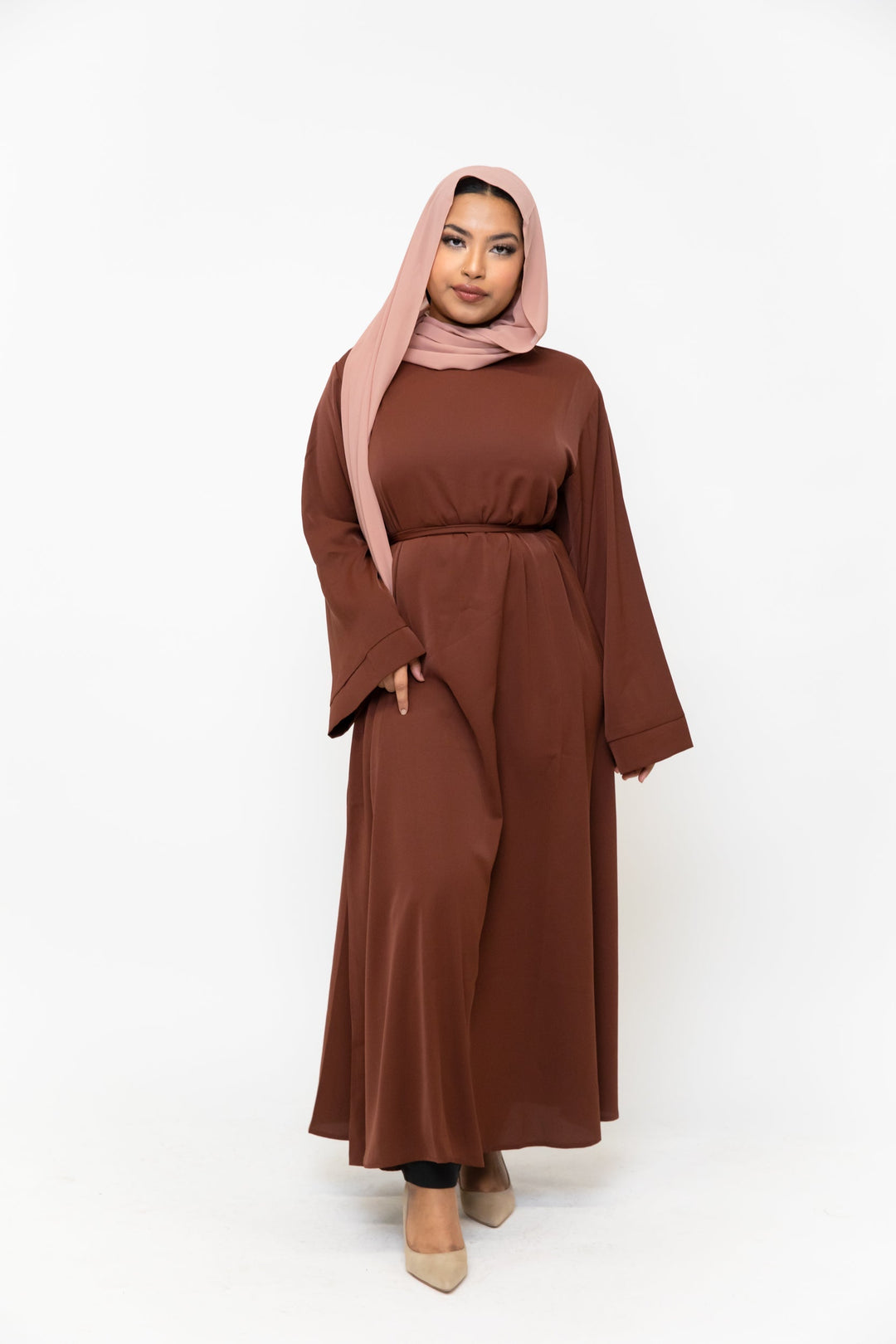 Brown Kimono Sleeve Abaya Maxi Dress