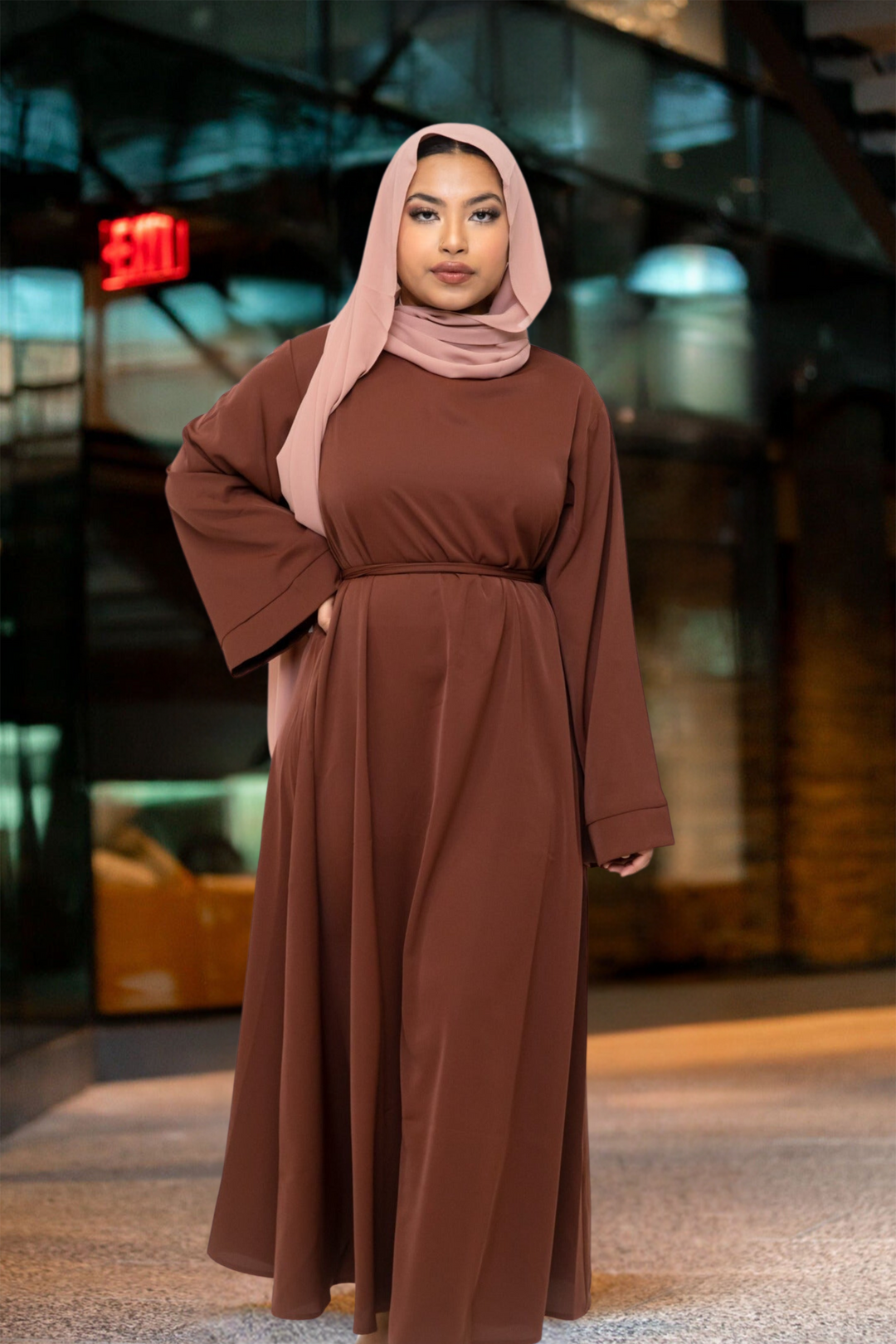 Brown Kimono Sleeve Abaya Maxi Dress-PREORDER