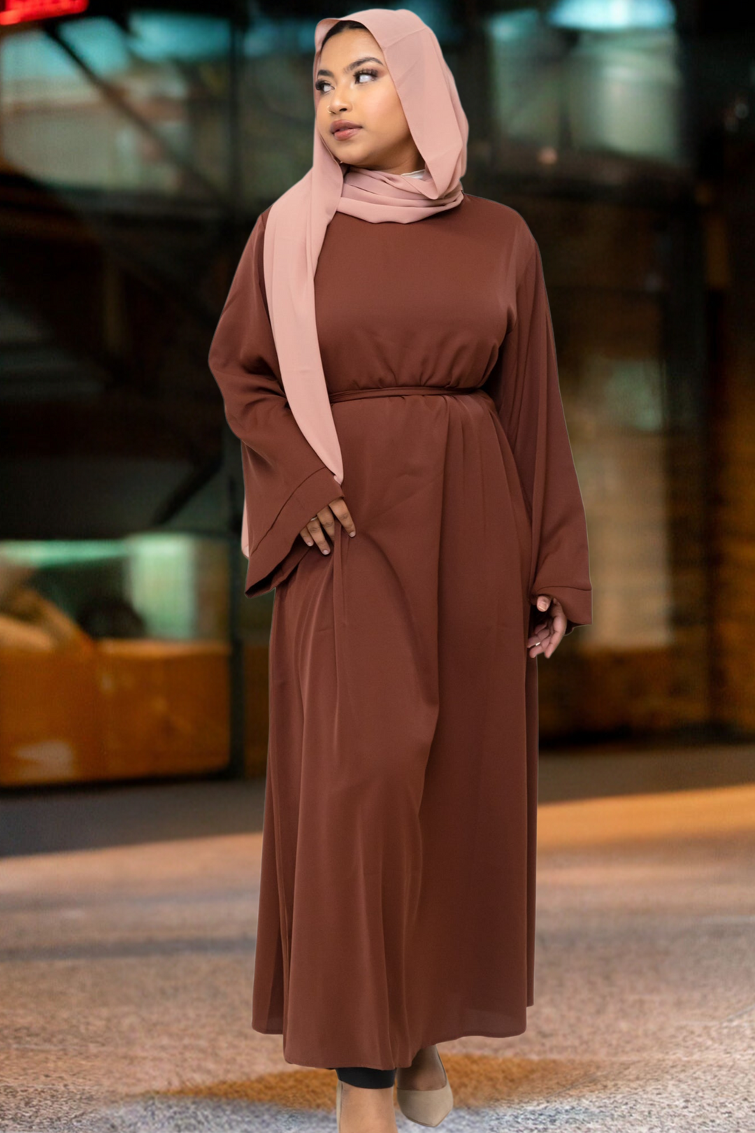 Brown Kimono Sleeve Abaya Maxi Dress-PREORDER