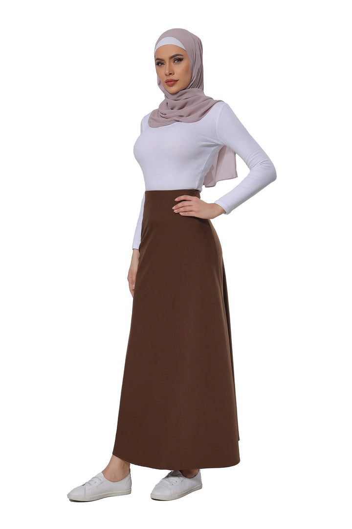 Brown Satin Maxi Skirt-CLEARANCE