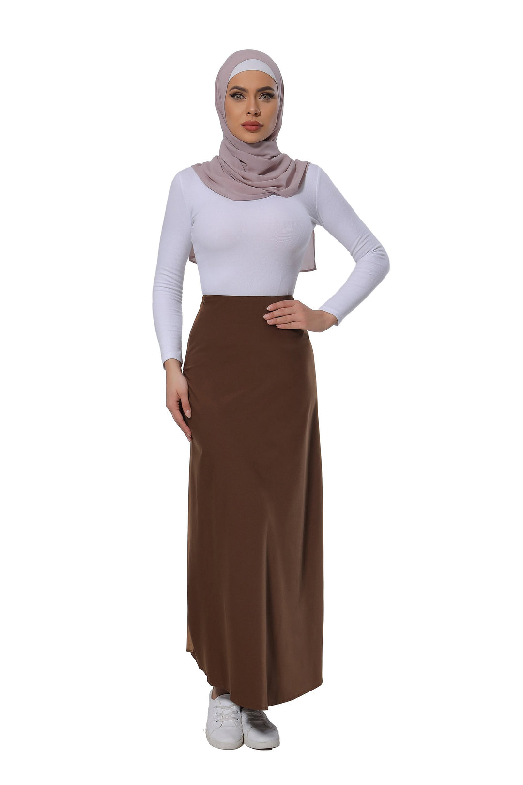 Brown Satin Maxi Skirt-CLEARANCE