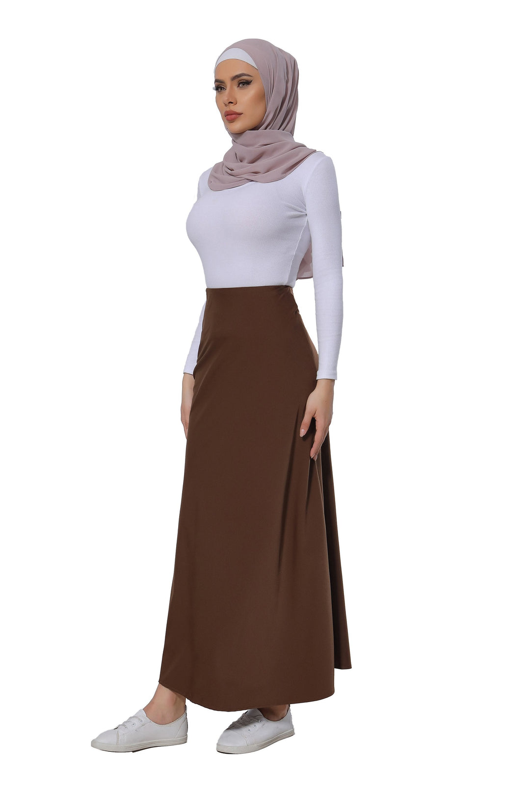 Brown Satin Maxi Skirt-CLEARANCE