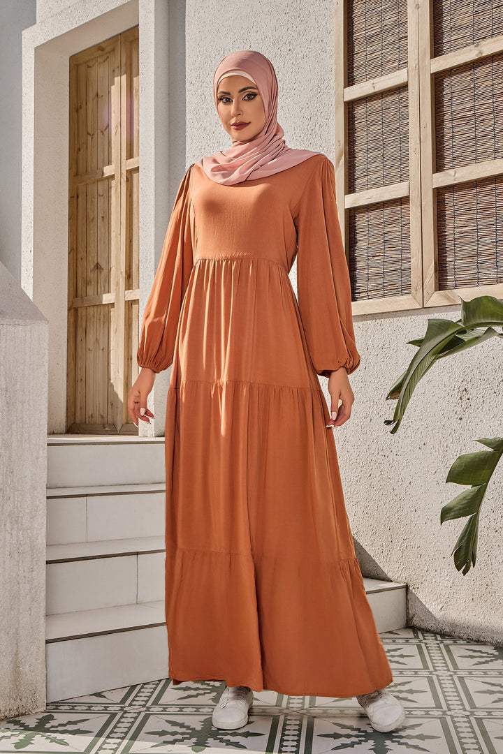 Burnt Orange Long Sleeve Maxi Dress-PREORDER