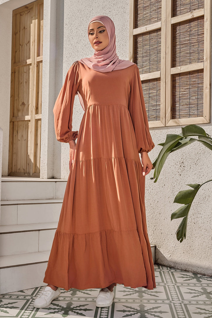 Burnt Orange Long Sleeve Maxi Dress-PREORDER