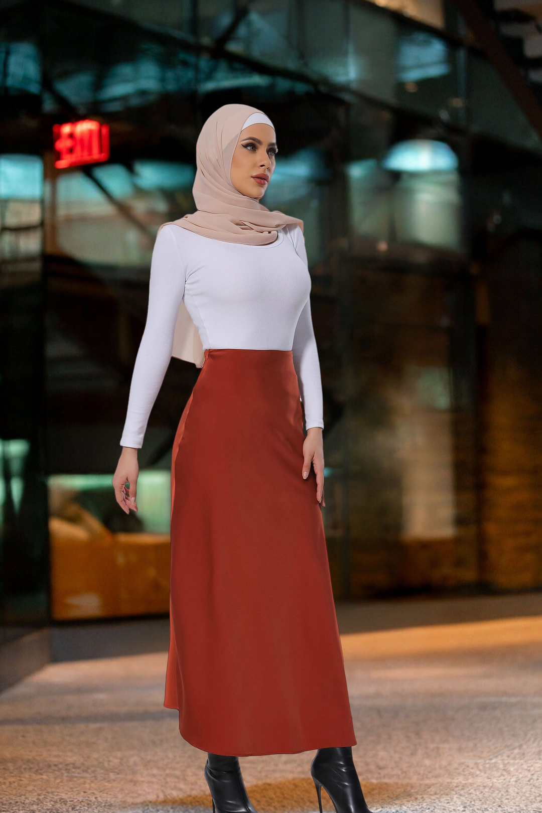 Orange skirt hijab best sale