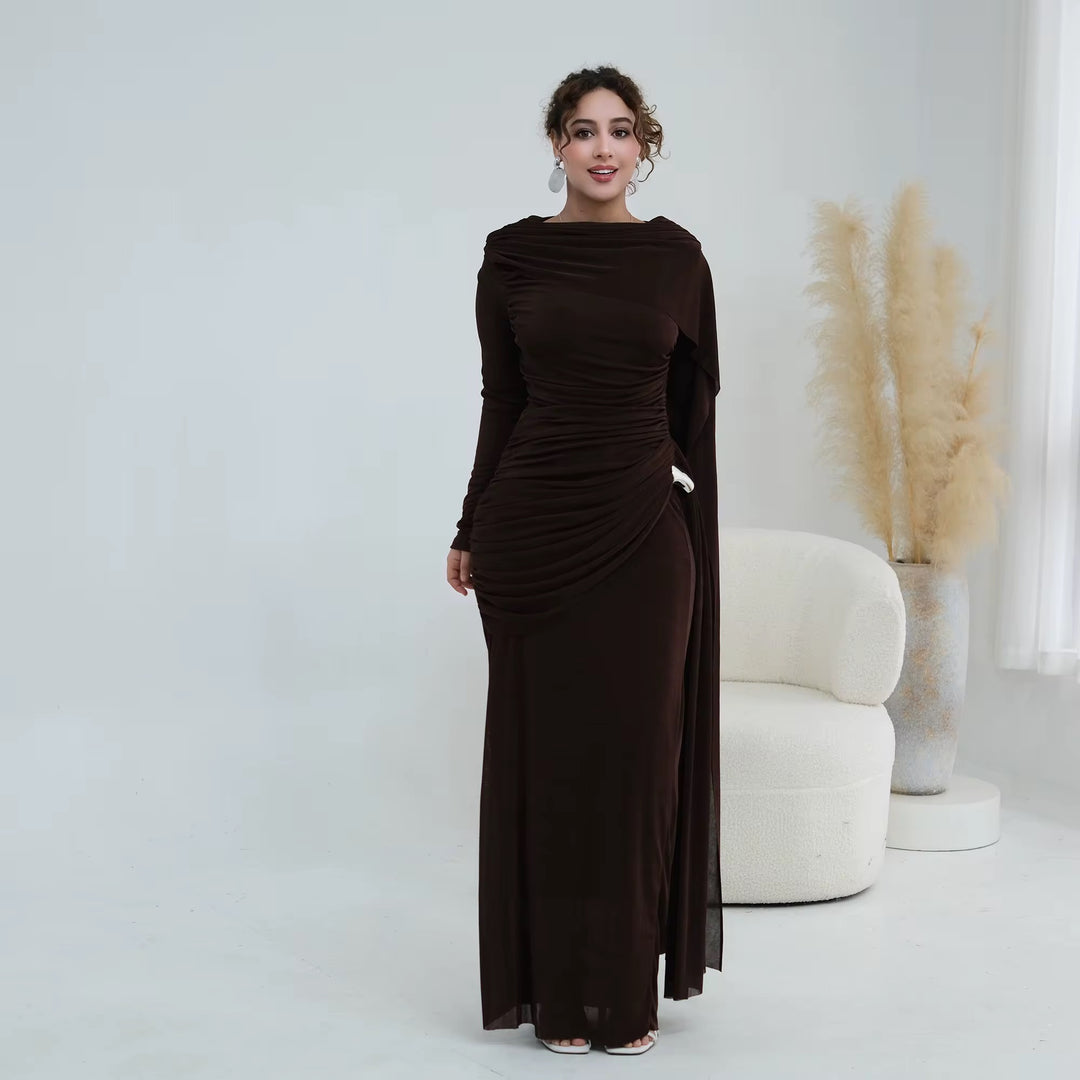 Draped Long Sleeve Gown