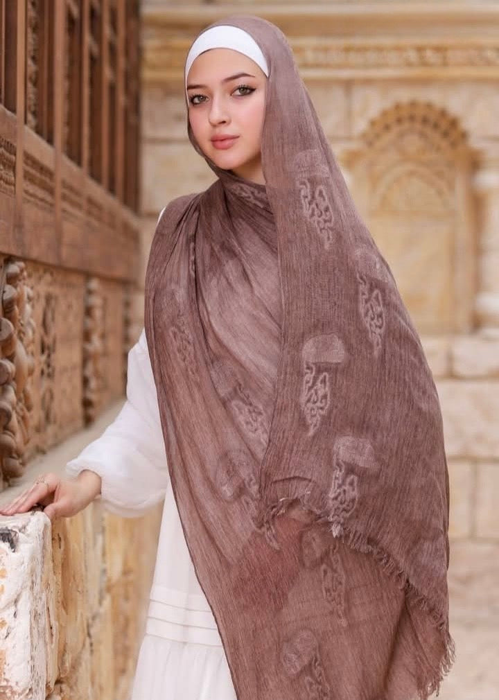 Embroidered Modal Fringe Edge Hijab