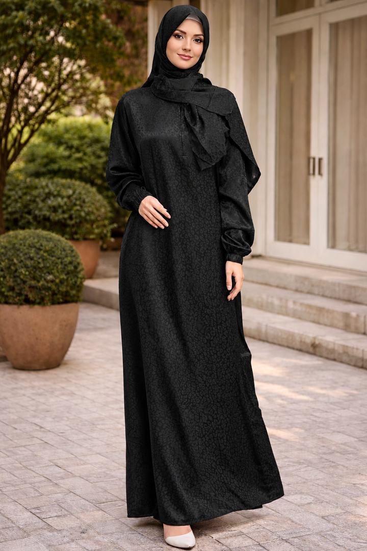 Black Cheetah One Piece Salah Prayer Outfit
