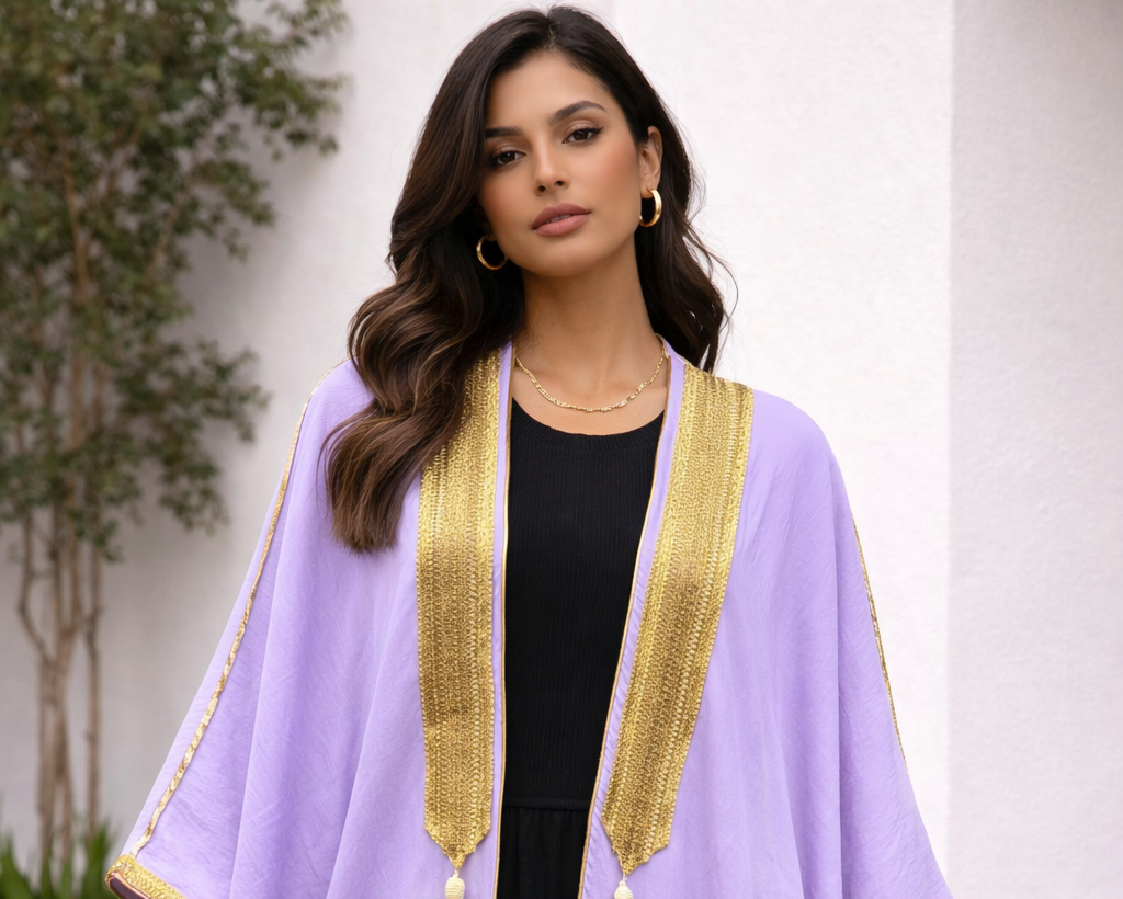Calligraphy Kaftan Open Front Abaya
