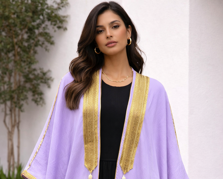 Calligraphy Kaftan Open Front Abaya