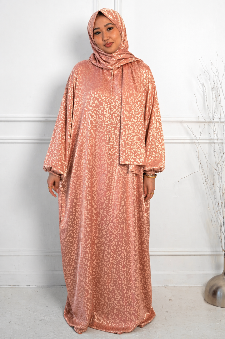 Salmon Cheetah One Piece Salah Prayer Outfit