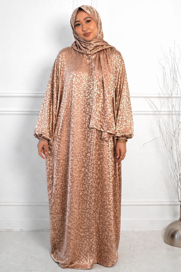 Beige Cheetah One Piece Salah Prayer Outfit