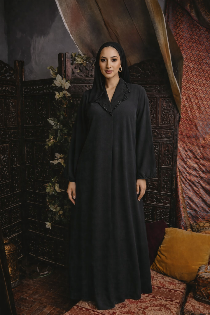 Black Sequin Abaya Coat