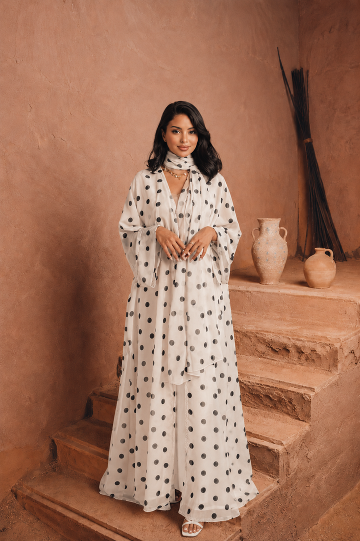 Polka Dots Abaya and Hijab Set