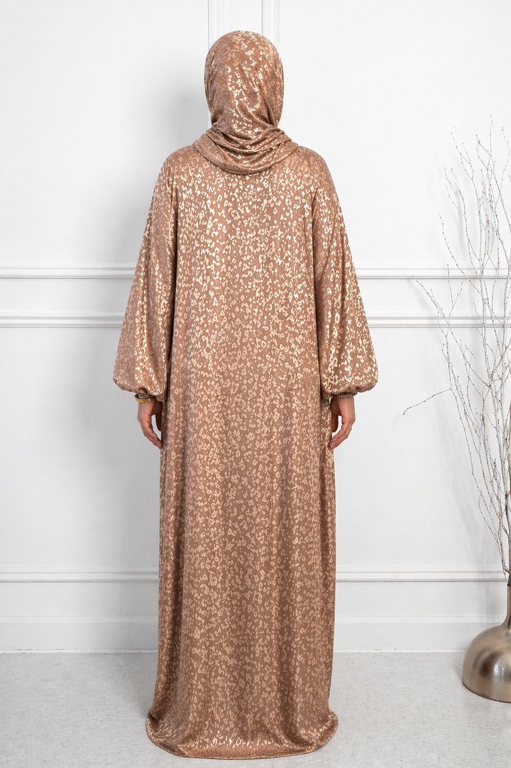 Beige Cheetah One Piece Salah Prayer Outfit