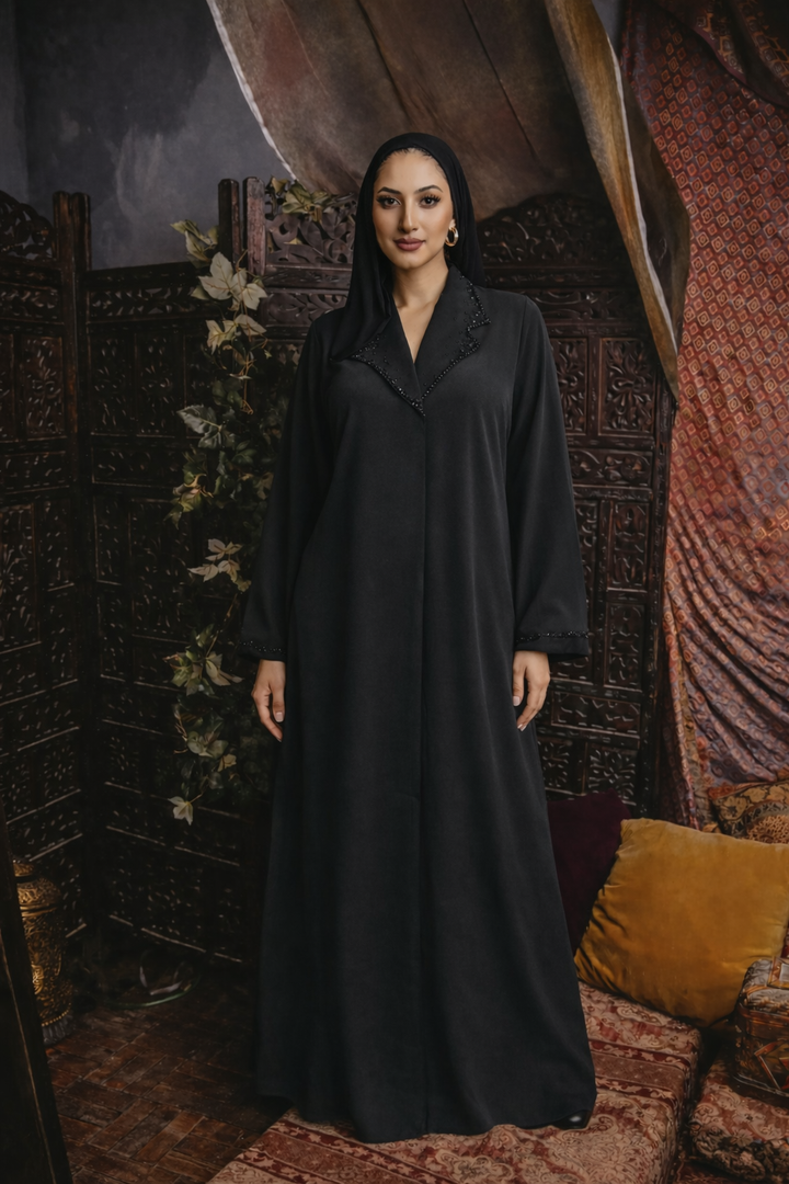 Black Sequin Abaya Coat