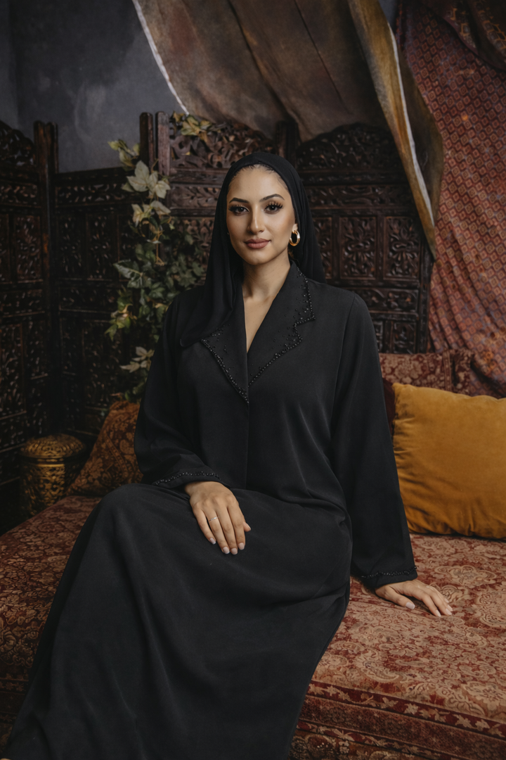 Black Sequin Abaya Coat
