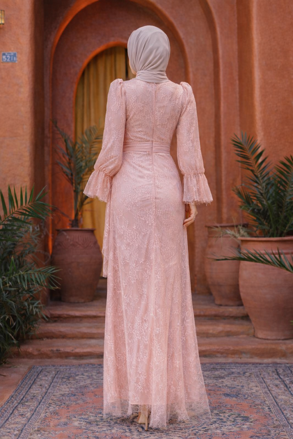 Lace Side Draped Gown