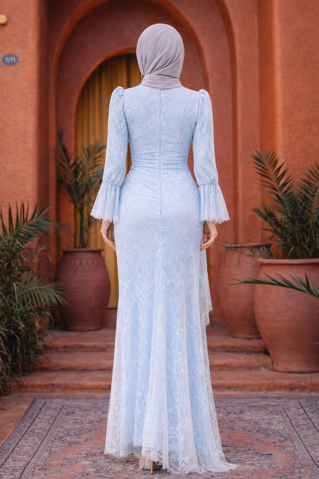 Lace Side Draped Gown