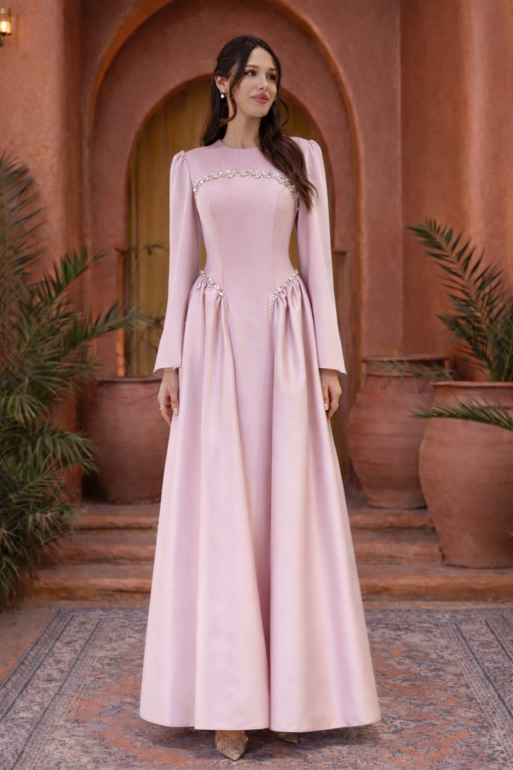 Satin Drop Waist Gown