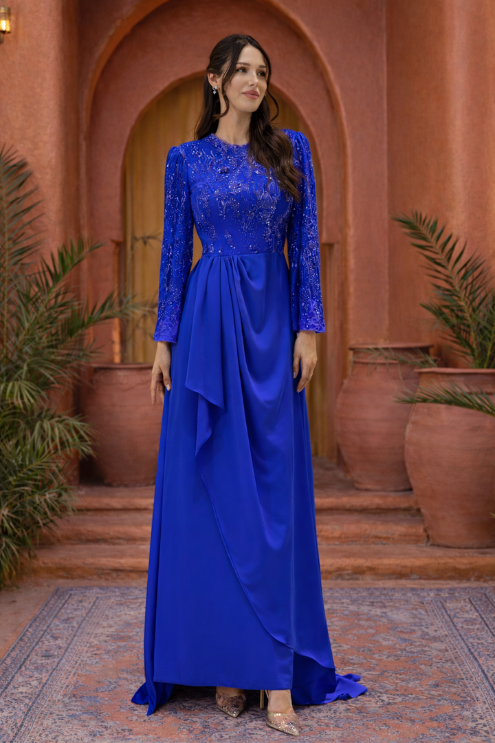 Zara Beaded Satin Gown